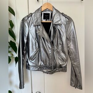 Metallic Silver Moto Jacket